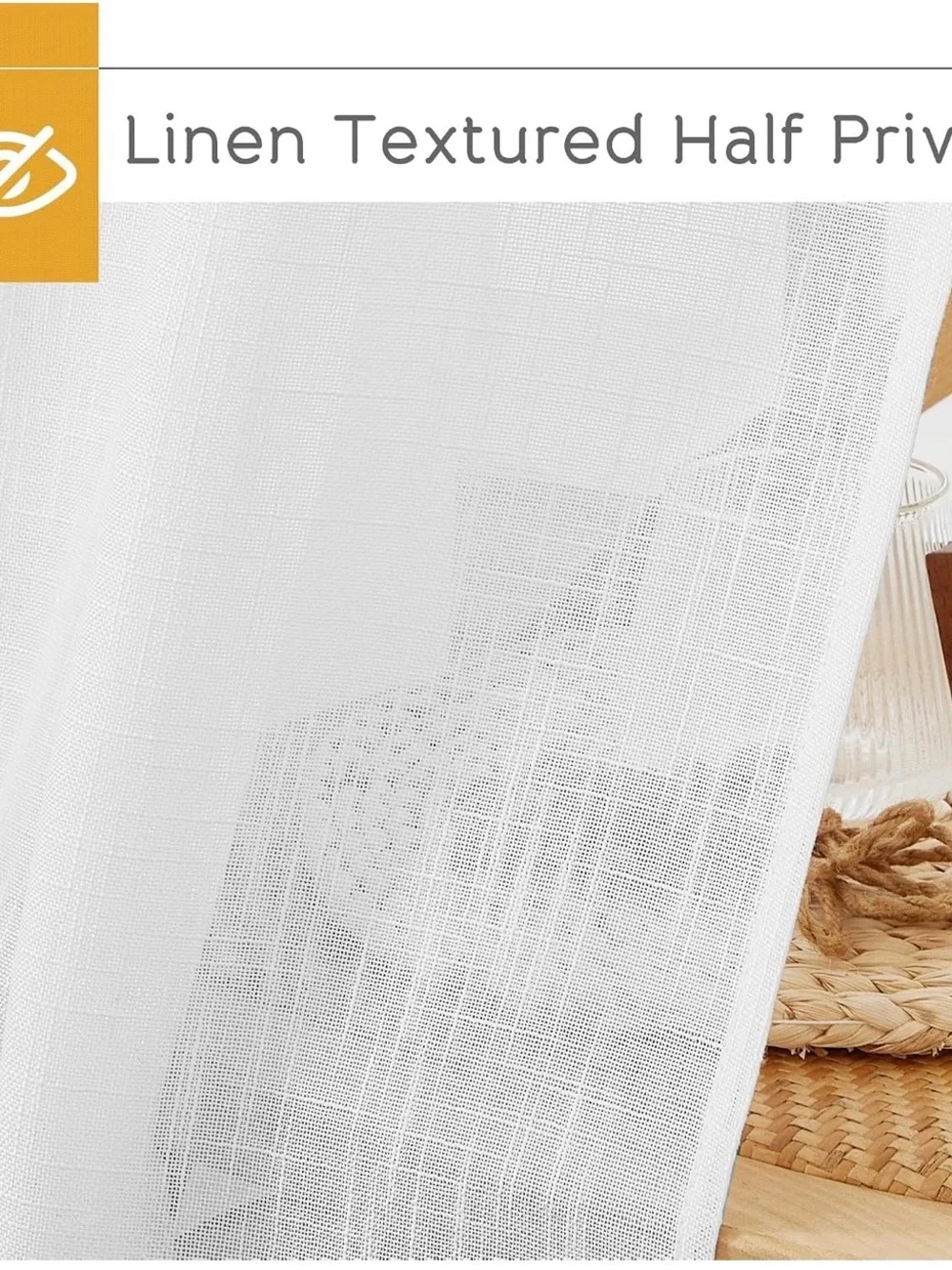 White Sheer Rod Pocket Curtain Panel -52x45